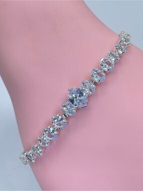 Swarovski Crystal Elements White Oval Cut Swarovski Elements Tennis Bracelet